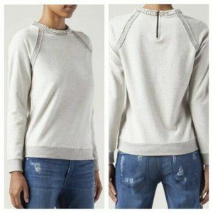 Haute Hippie Embellished Neck Sweatshirt Top $395.00 Size XS